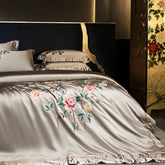 Palace Style Egyptian Cotton Peony Embroidery Duvet Cover | Yedwo
